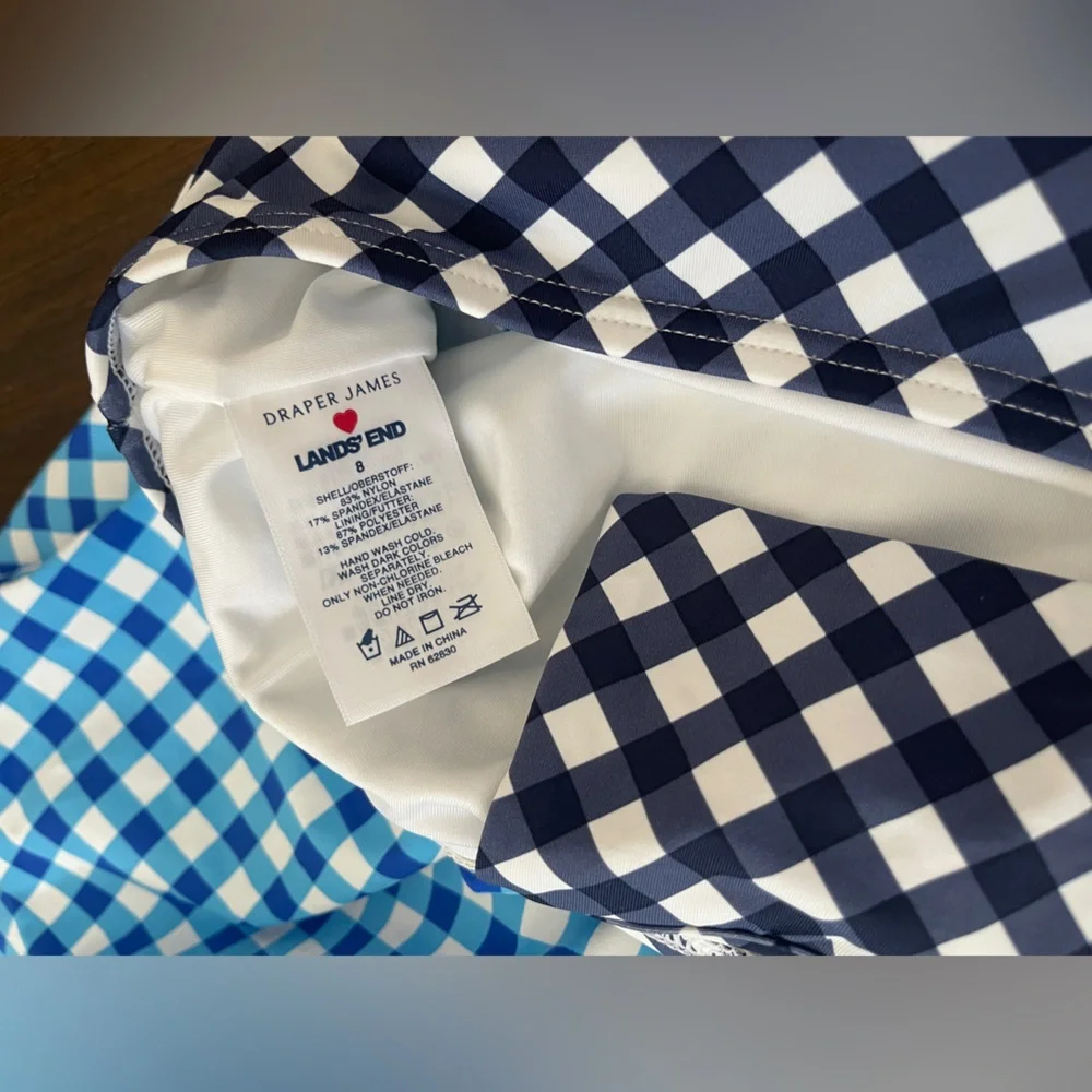 NWT Draper James X Lands End Blue Gingham Swim Skirt - Picture 4 of 7